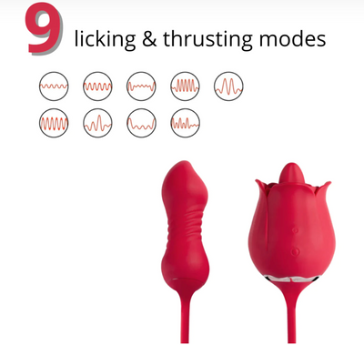 3in1 Tongue Licking Thrusting Vibrating Rose Extender