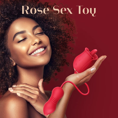 3in1 Tongue Licking Thrusting Vibrating Rose Extender